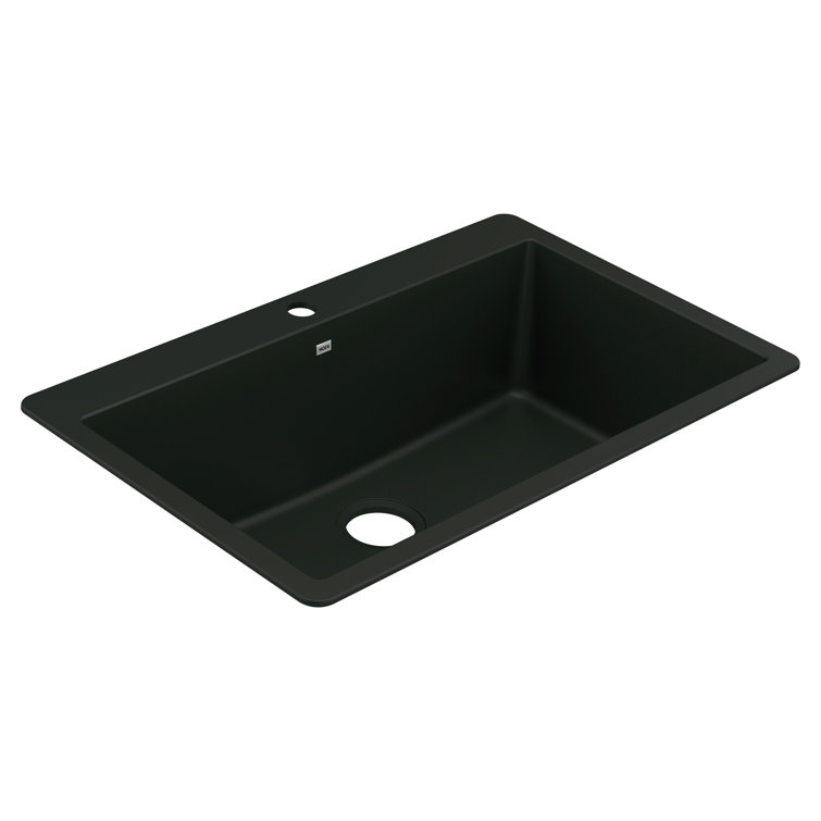 Black Granite 33-Inch Drop-In Single Bowl Kitchen Sink