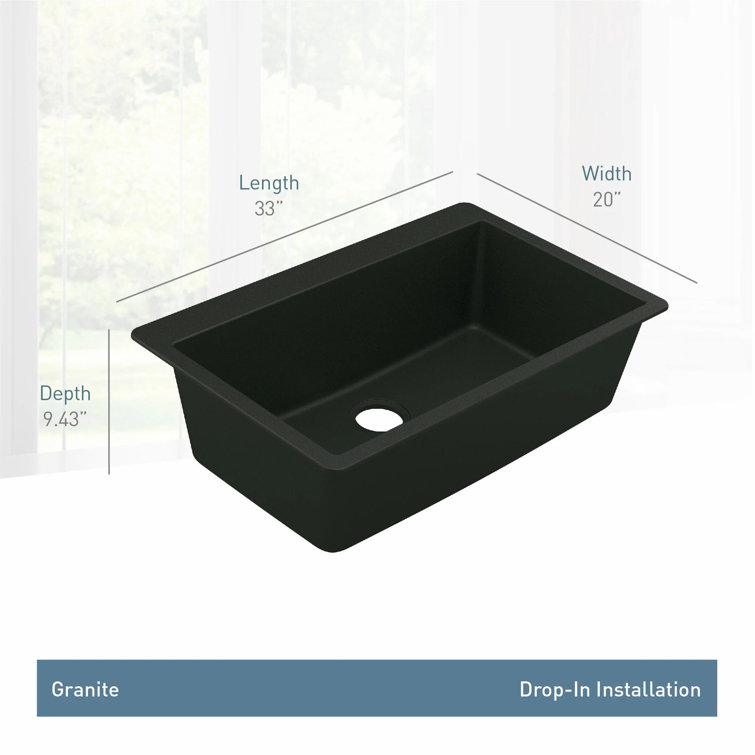 Black Granite 33-Inch Drop-In Single Bowl Kitchen Sink