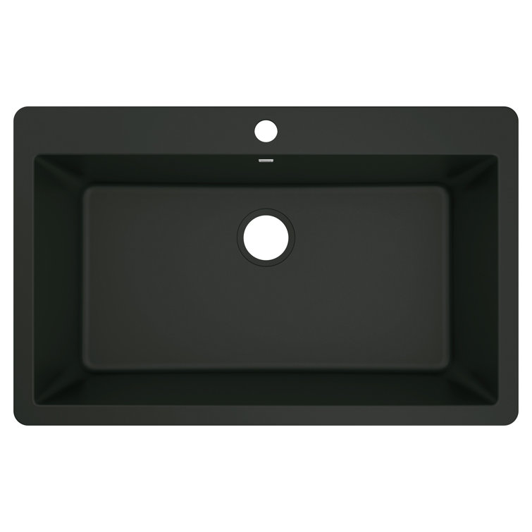 Black Granite 33-Inch Drop-In Single Bowl Kitchen Sink