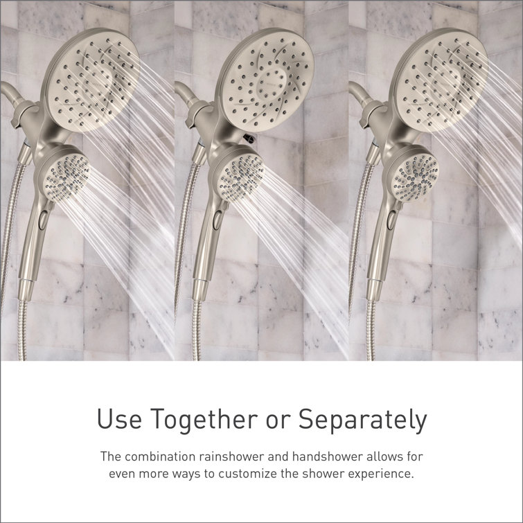 Chrome Dual Head Handheld Rain Shower with Magnetic Docking