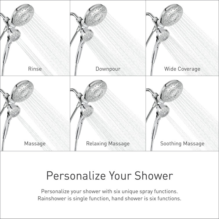Chrome Dual Head Handheld Rain Shower with Magnetic Docking