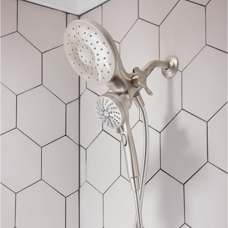 Spot Resist Brushed Nickel Dual Shower Head with Handheld