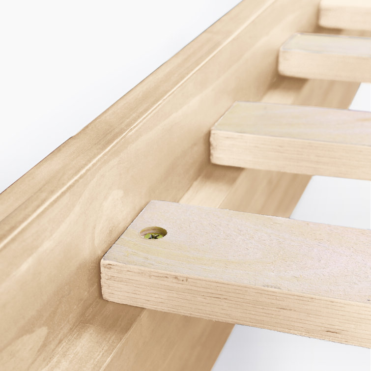 Natural Pine Queen Platform Bed Frame with Slats