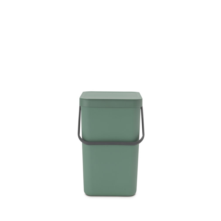 Fir Green Plastic Recycling Bin with Removable Lid, 6.6 Gallon