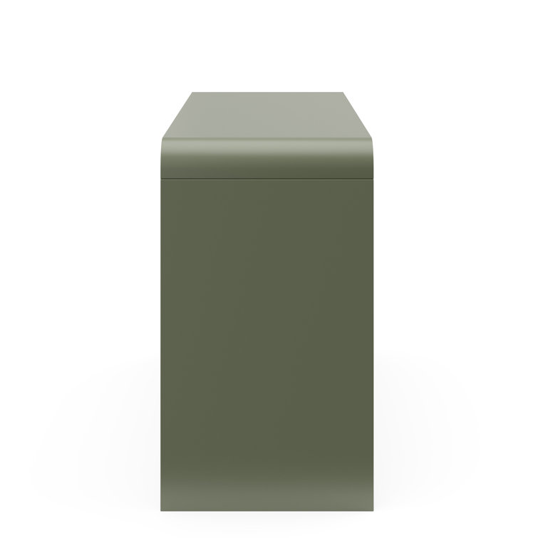 Olive Green 6-Drawer Nursery Dresser with Natural Rubberwood Knobs