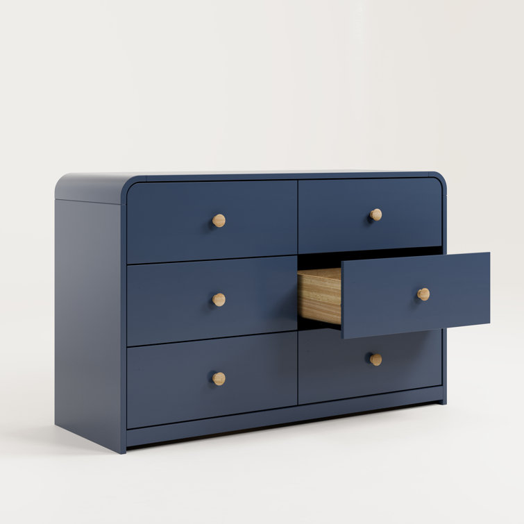 Midnight Blue Double Nursery Dresser with 6 Drawers