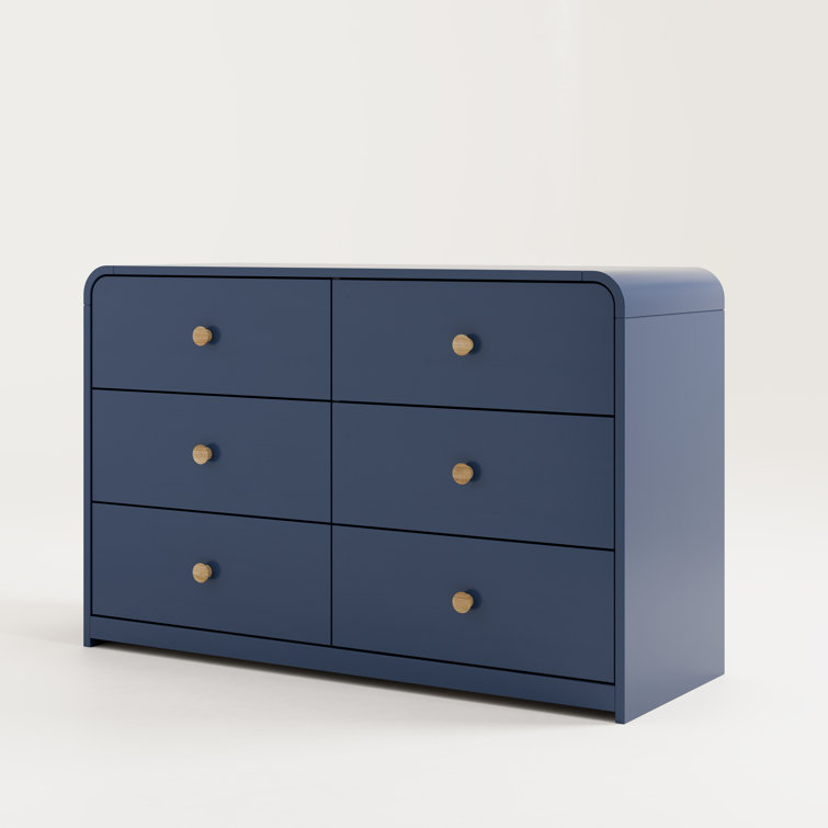 Midnight Blue Double Nursery Dresser with 6 Drawers