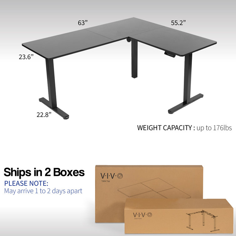 VIVO White L-Shaped Electric Corner Desk with Adjustable Height