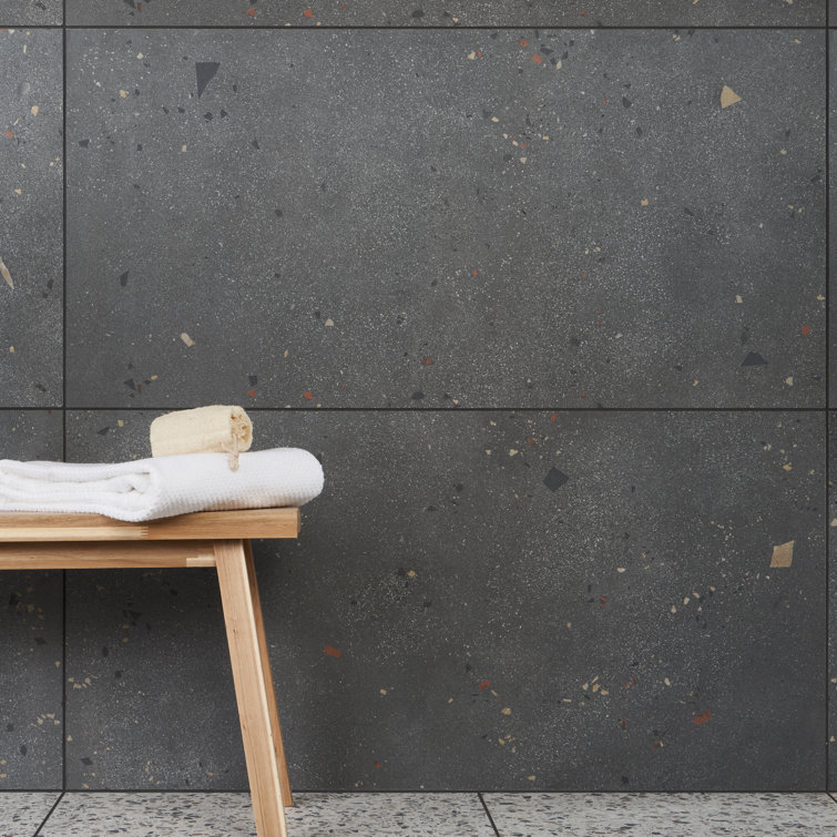 Charcoal Gray Large Format Matte Porcelain Shower Tile