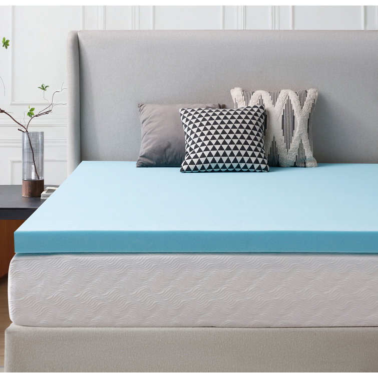 Twin Size Blue Cooling Gel Memory Foam Mattress Topper