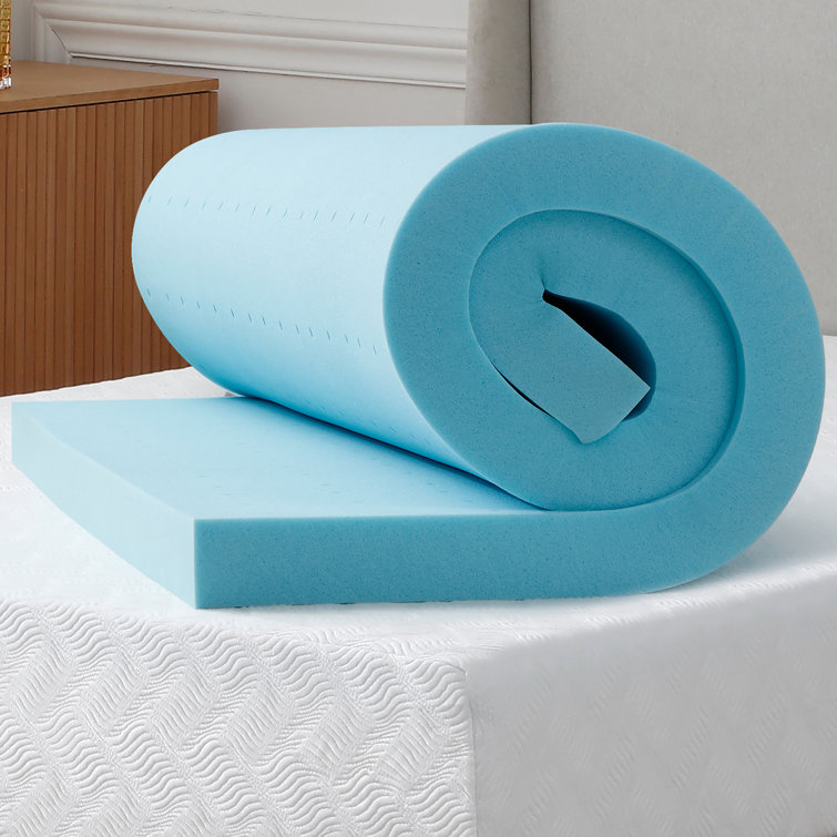 Twin Size Blue Cooling Gel Memory Foam Mattress Topper
