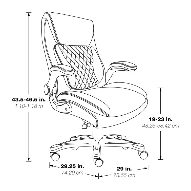 Gray Bonded Leather Executive Chair with Adjustable Arms