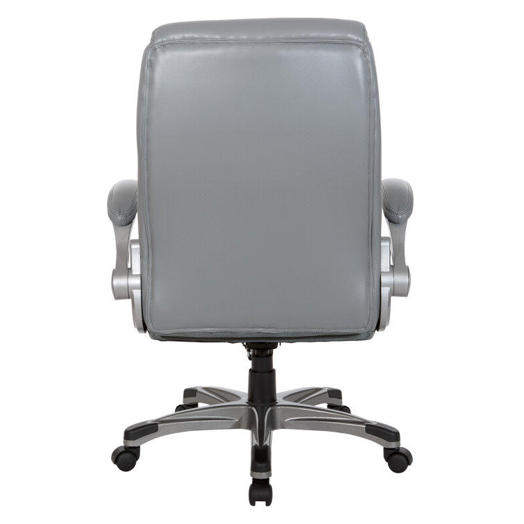 Gray Bonded Leather Executive Chair with Adjustable Arms