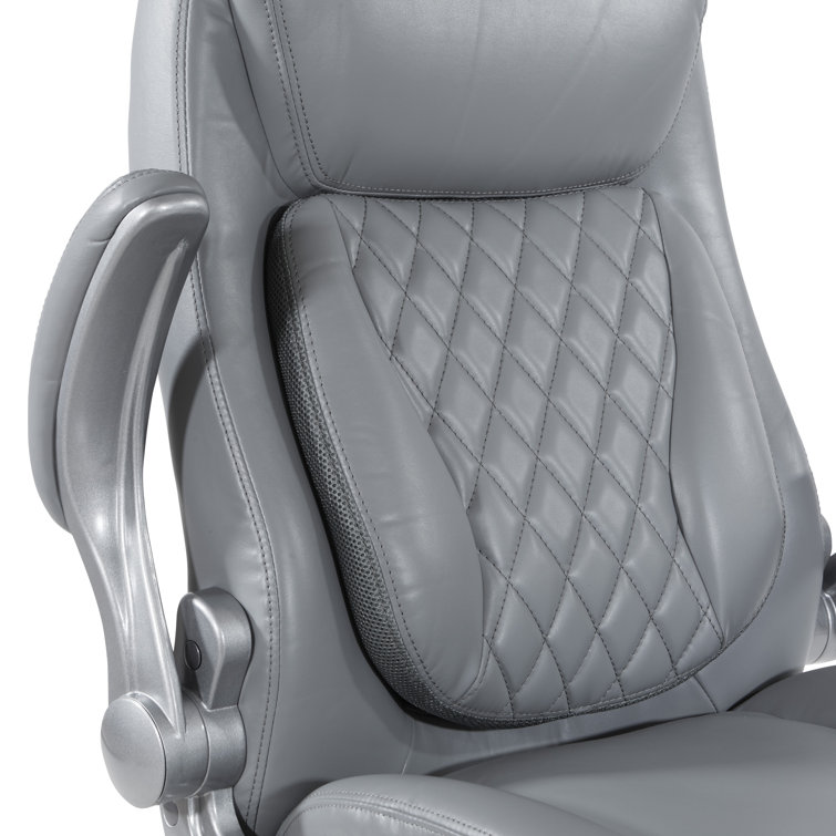 Gray Bonded Leather Executive Chair with Adjustable Arms