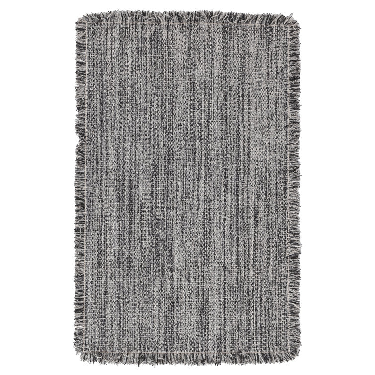 Handmade Gray Wool and Cotton Rectangular 8' x 10' Rug