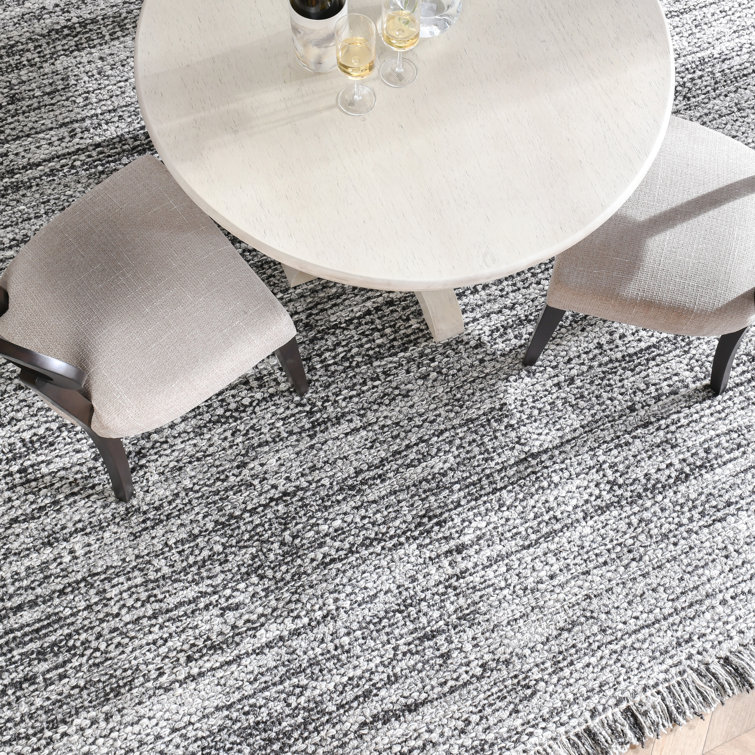 Handmade Gray Wool and Cotton Rectangular 8' x 10' Rug