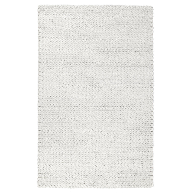 Ivory Braided Wool and Cotton Rectangular Area Rug 9' x 12'