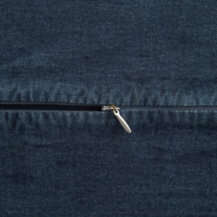 Denim Blue Stonewashed Cotton King Duvet Cover Set