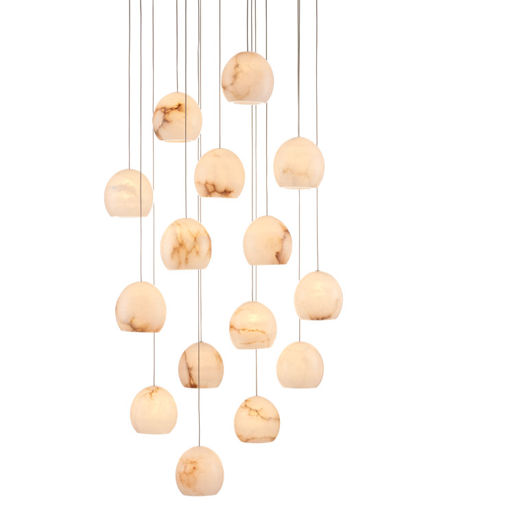 Lazio 15-Light Silver and White Multi-Drop Pendant