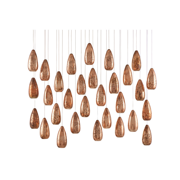 Rame 30-Light Copper & Silver Mercury Glass Pendant