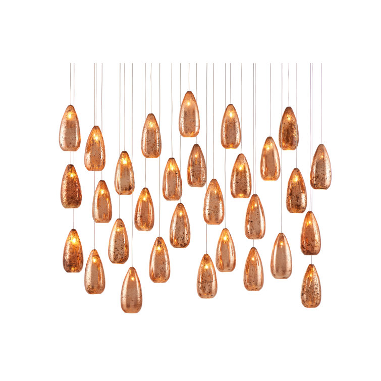 Rame 30-Light Copper & Silver Mercury Glass Pendant