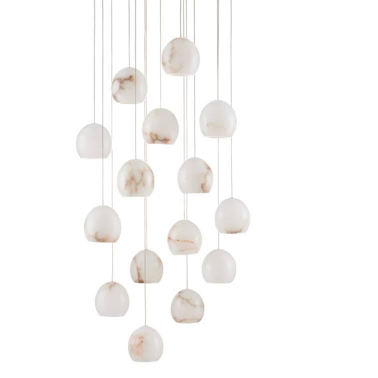 Lazio 15-Light Silver and White Multi-Drop Pendant