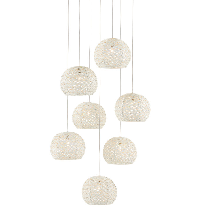 Sugar White Iron 7-Light Multi-Drop Pendant with Contemporary Silver Accents