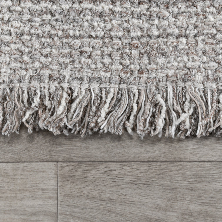 Natural Solid Wool and Viscose Rectangular 8' x 10' Rug
