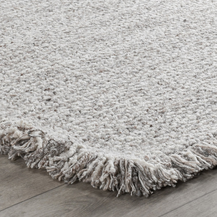 Natural Solid Wool and Viscose Rectangular 8' x 10' Rug