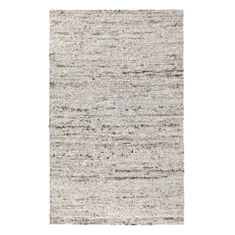Handmade Natural Wool and Cotton Rectangular Stripe Rug
