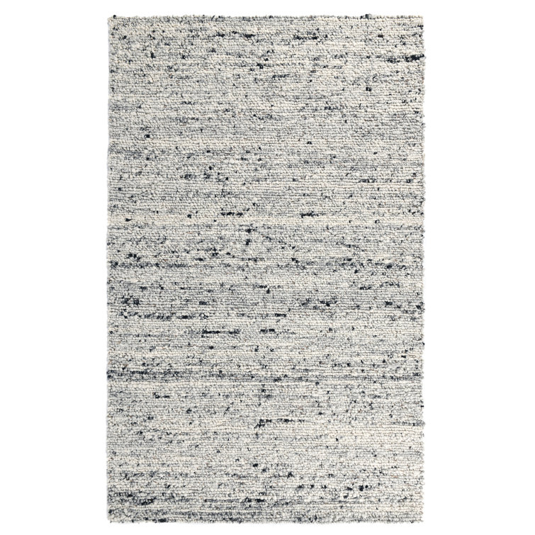 Ivory and Gray Handwoven Wool Cotton 8' x 10' Rug