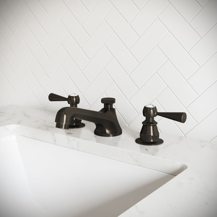 Oil Rubbed Bronze Widespread Bathroom Faucet with Cross Handles