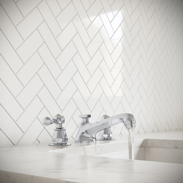 Classic Widespread Chrome Lavatory Faucet with Porcelain Labels