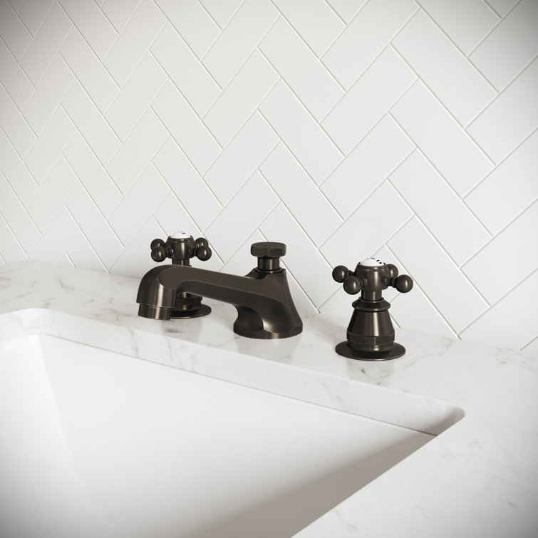 Oil Rubbed Bronze Widespread Bathroom Faucet with Cross Handles