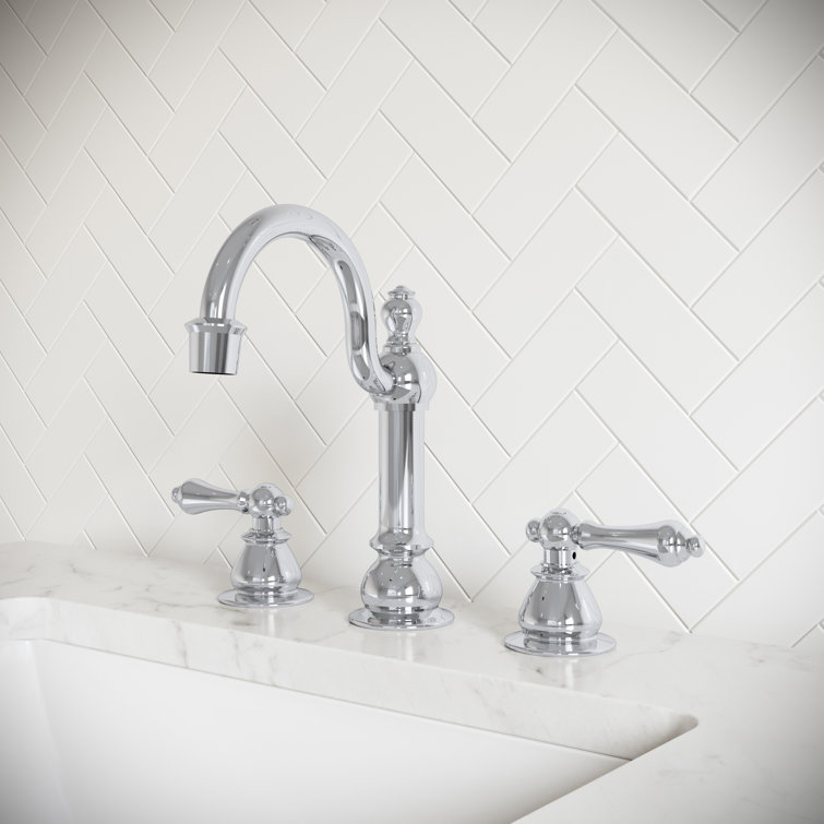 Victorian Chrome Widespread Bathroom Faucet with Cross Handles