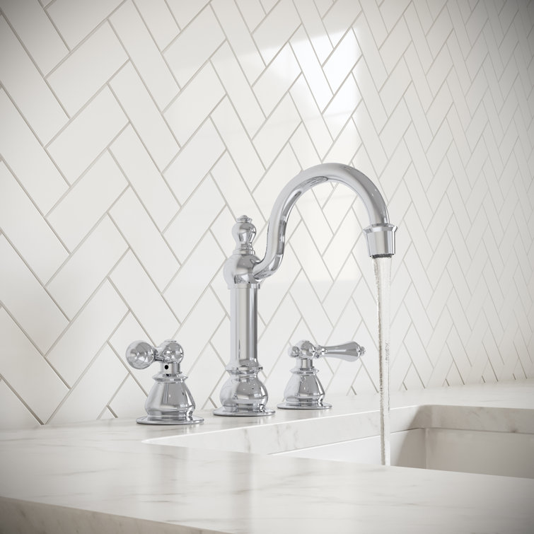 Victorian Chrome Widespread Bathroom Faucet with Cross Handles