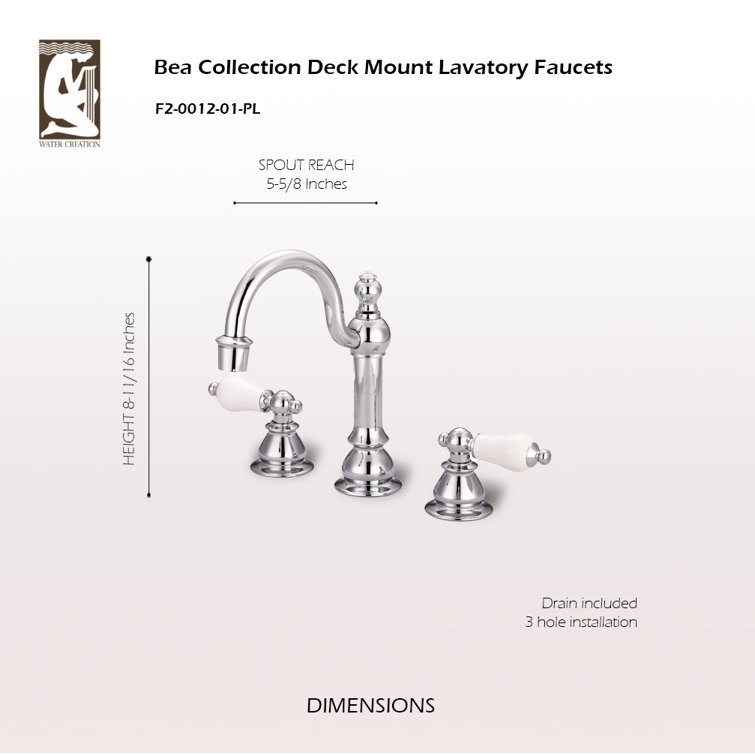 Victorian Chrome Widespread Bathroom Faucet with Cross Handles
