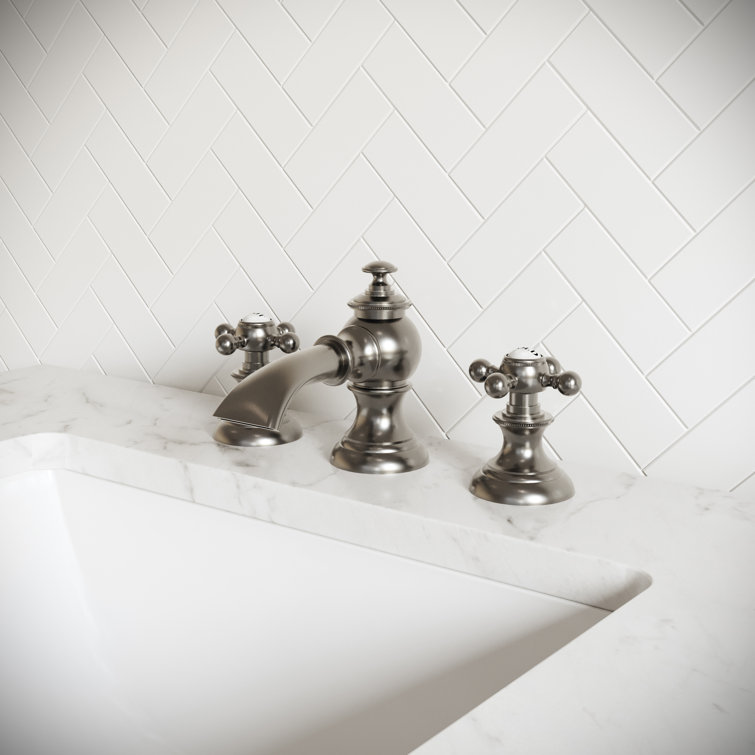 Elegant Brushed Nickel Widespread Bathroom Faucet with Classic Charm