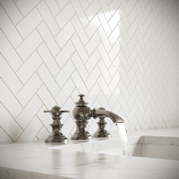 Brushed Nickel Widespread Bathroom Faucet with Cross Handles