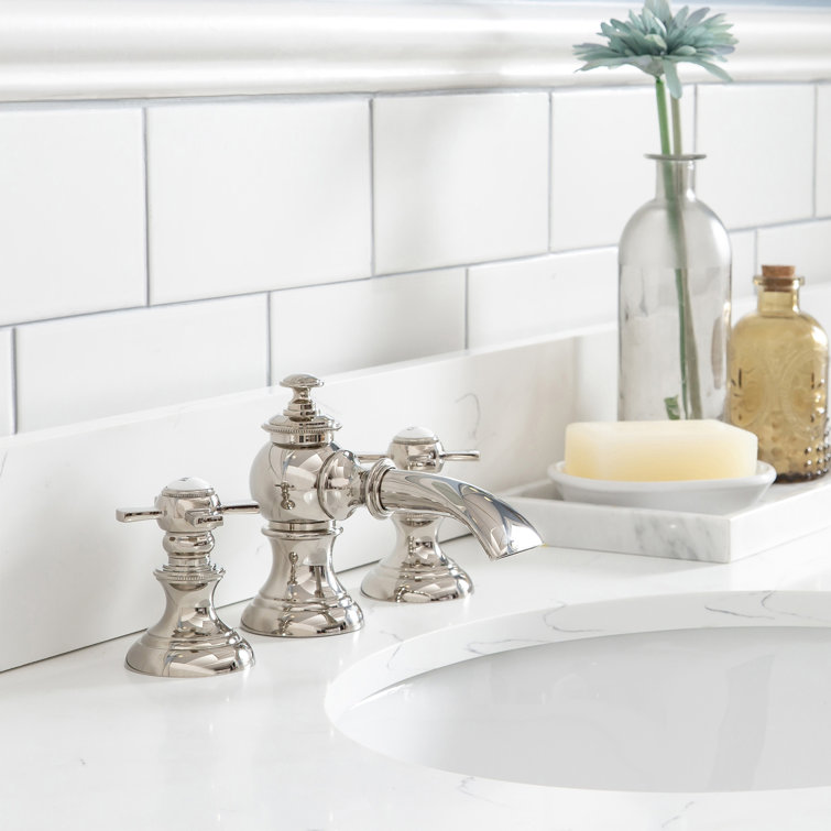 Chrome Cross Handle Widespread Bathroom Faucet with Drain Assembly