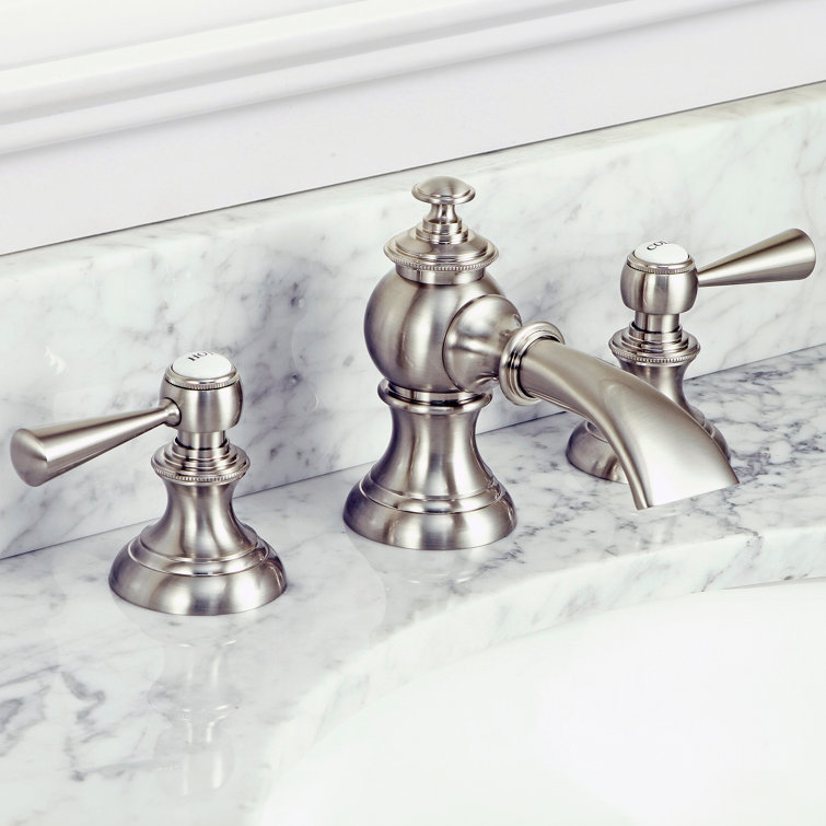 Brushed Nickel Widespread 2-Handle Bathroom Faucet with Pop-Up Drain