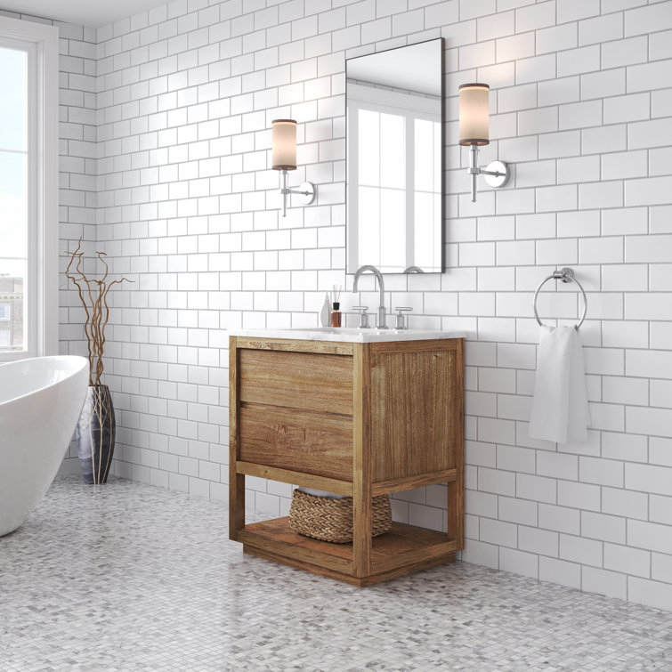 Chrome Cylindrical Handle Widespread Bathroom Faucet