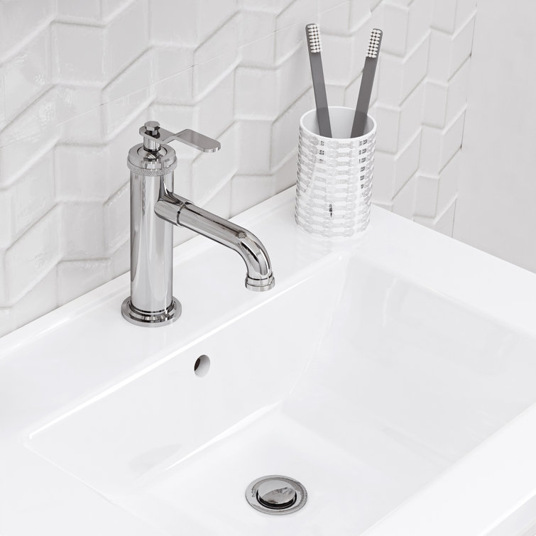 Chrome Single Handle Low Arc Bathroom Faucet with Drain Kit