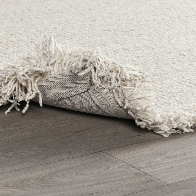 Handmade Ivory Solid Wool Blend Rectangular 8' x 10' Rug
