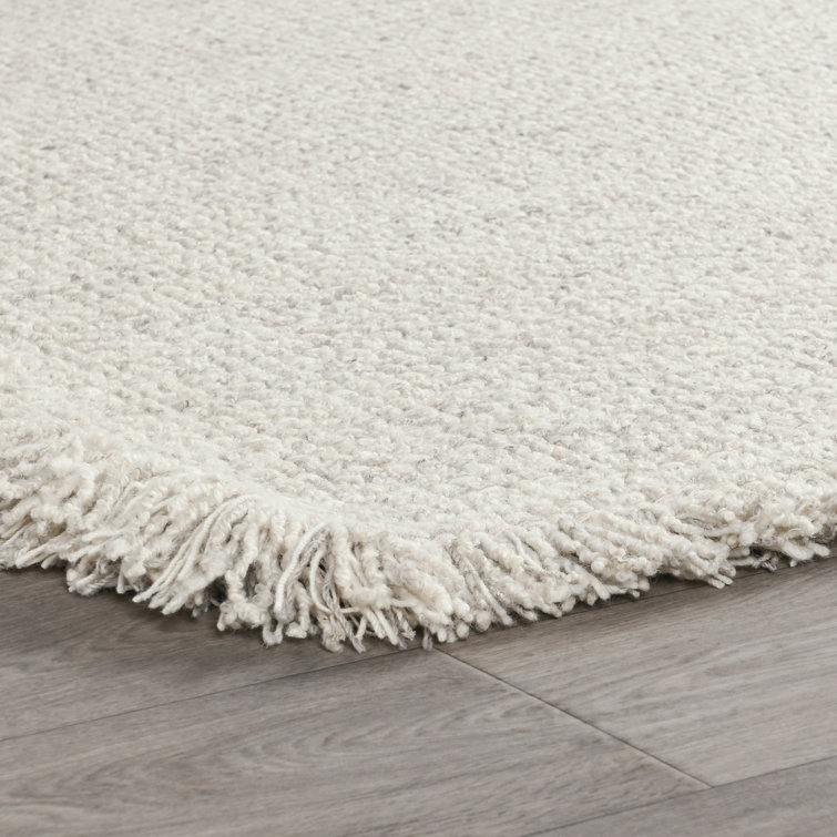 Handmade Ivory Solid Wool Blend Rectangular 8' x 10' Rug