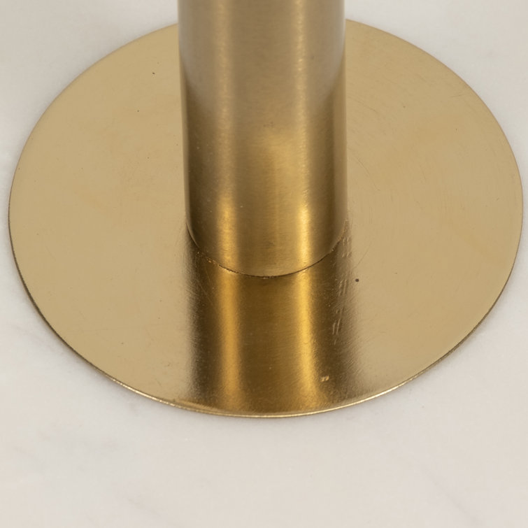 Gold and White Marble Round Side Table with Metal Base