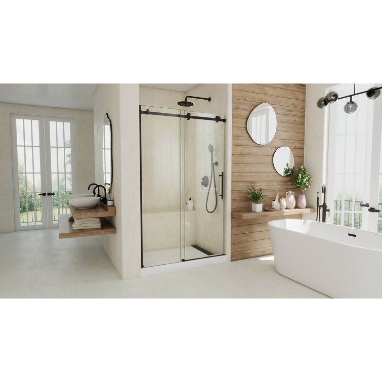 Seneca 48'' Frameless Clear Tempered Glass Sliding Shower Door