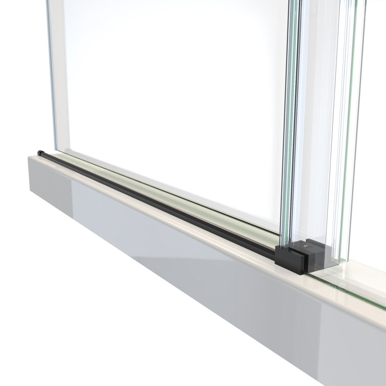 Seneca Matte Black Frameless Sliding Shower Door with Clear Glass