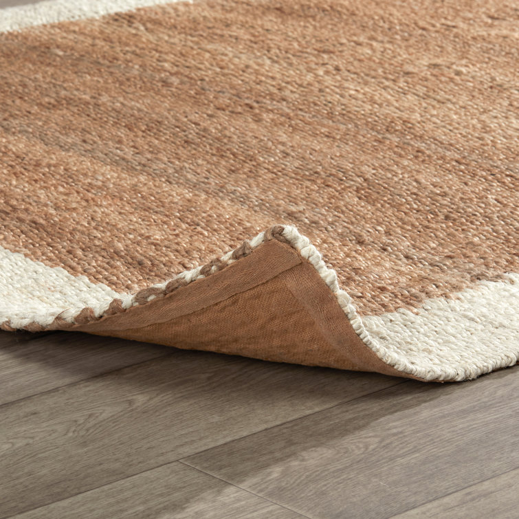 Handmade Rectangular Ivory and Natural Wool Area Rug 8' x 10'