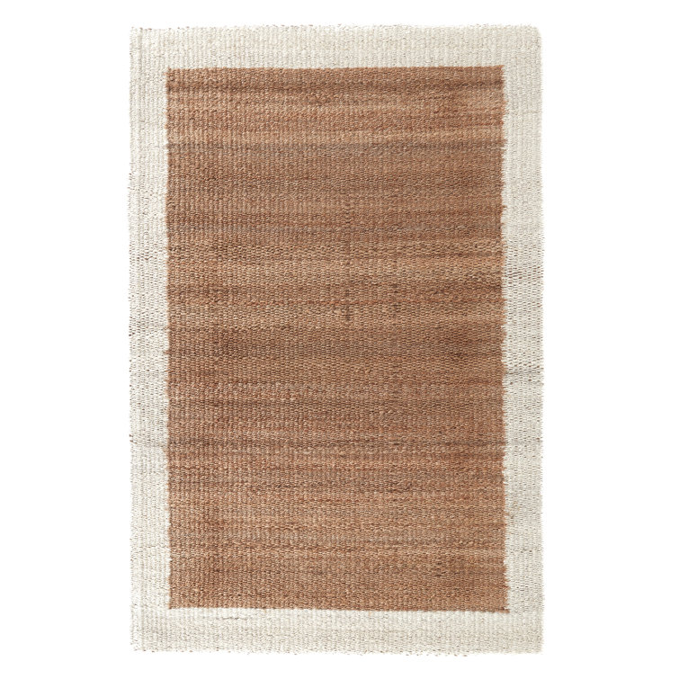Handmade Rectangular Ivory and Natural Jute Wool Rug